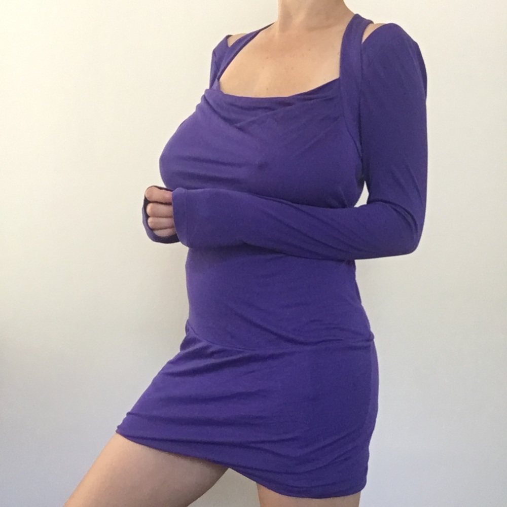 Purple BCBG Long Sleeve Dress